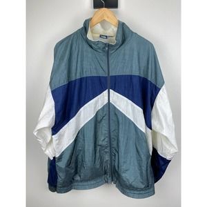 First Run Vintage Retro Color Block 90s Windbreaker Full Zip Track Jacket - XL